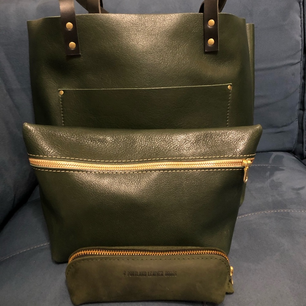 🦄 UNICORN Forest Green Tote Trio from Portland Leather Goods 🦄